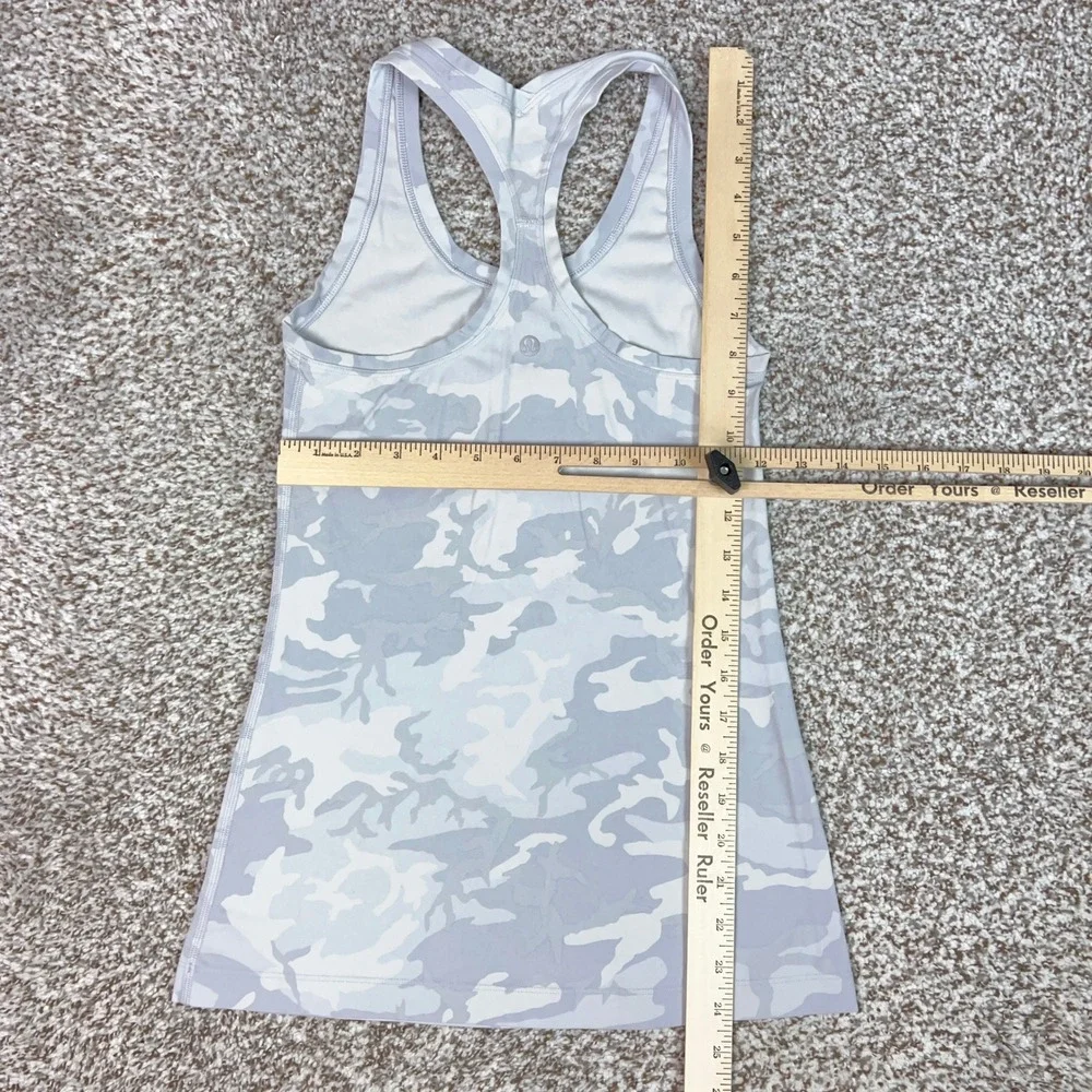 Lululemon Tank Top Womens Small Gray White Camo Racerback Athletic Workout Gym